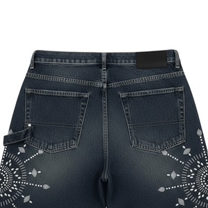 Shorts en jean personnalisés pour hommes et femmes, longueur genou, quatre poches, en coton et élasthanne, style streetwear, jean en denim pour hommes - Product Image 6