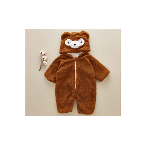 Combinaison pour bébé en fausse fourrure marron, à capuche, unisexe, hiver, douce, une pièce - Product Image 6