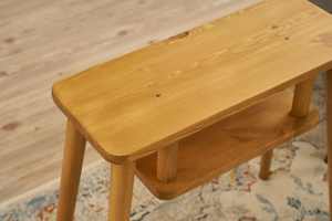 Nouvelle arrivée, table d'appoint moderne en bois massif, table d'appoint à deux niveaux avec étagère de rangement, meubles pour salon et chambre à coucher - Product Image 4