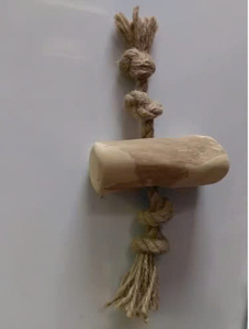 Coffee Wood Dog Chew Toy Rope <b>Tied</b> Pet Teething Toy for Teeth Cleaning and Interactive Play - Product Image 4