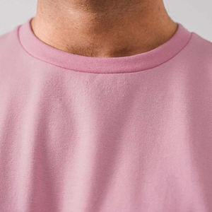 Camisetas transpirables para hombre, 100% algodón, 260 GSM, manga corta, estilo oversize, cuello simulado, lisa - Product Image 5