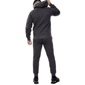 Conjunto Deportivo con Capucha para Hombre, Color Gris Oscuro, Cierre Frontal Completo, Logotipo, Color Sólido, Ropa Casual, Material de Algodón Transpirable, Temporada de Otoño - Product Image 4