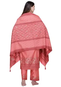 Ensemble de costume d'hiver pour femme Safaa Acro-Wool, tissu Salwar Kameez 3 pièces non coupé avec dupatta tissée lourde - Product Image 3