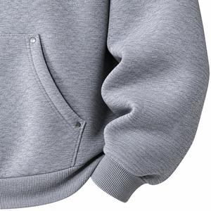 Sweat-shirt à capuche gris pour homme, coupe ample, couleur unie, style décontracté, vêtement d'automne, style tricoté, avec poche - Product Image 3