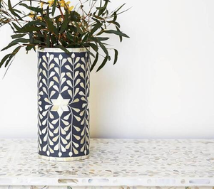 Vase à fleurs moderne de haute qualité, fait main, plaqué or, avec incrustation d'os, style côtier, pour plantes, idéal pour mariage et Ramadan - Product Image 1