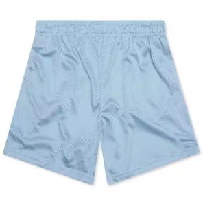 Pantalones Cortos Deportivos para Hombre, Color Azul Claro, con Estampado Satinado, Cintura con Cordón, Transpirables, de Color Sólido, Tejido de Poliéster - Product Image 1