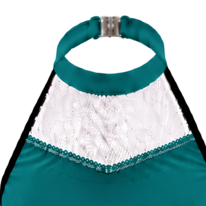 Haut court de cheerleading vert foncé, blanc et noir sans manches, pour femmes et filles, uniforme de performance athlétique, vêtement de sport d'équipe - Product Image 4