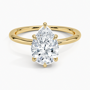 Bague de fiançailles en moissanite taille poire 2 carats, bague solitaire en or jaune, bague de mariage, bijoux fins personnalisés - Product Image 1