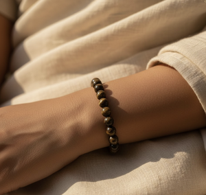 Handmade AAA Bronzite Round Bead <b>Bracelet</b> – Polished Gemstone Stretch <b>Bracelet</b> for Men & Women - Product Image 5