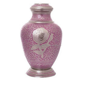 Urnes funéraires en laiton classiques et de haute qualité avec design de fleurs en étain et couleur verte finies pour les cendres humaines - Product Image 5