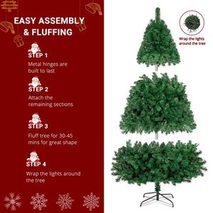 Albero di Natale Artificiale Verde da 210 cm con 1100 Rami e 200 Luci, 8 Modalità di Illuminazione a Colori Caldi, Piante e Fogliame Artificiali - Product Image 2