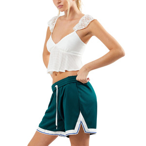 Shorts Deportivos para Mujer, Color Sólido, Cintura Media, Corte Regular, Estilo Deportivo, Tela Satinada, Transpirable, Poliéster - Product Image 3