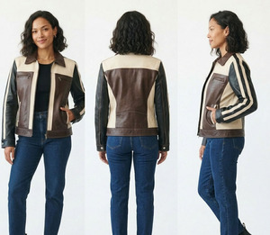 Chaqueta de cuero PU con cremallera para mujer, ropa informal de invierno, cuello vuelto, chaqueta de motociclista de cuero genuino, chaqueta con cremallera de manga larga - Product Image 5