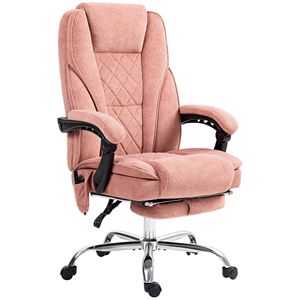 Sedia da massaggio regolabile in altezza e schienale rosa con funzioni di riscaldamento e vibrazione a 6 punti più poggiapiedi - Product Image 1
