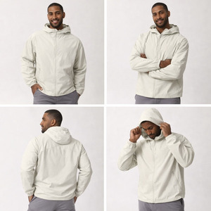 Men's Lulu <b>Jacket</b> Stretch Breathable Nylon <b>Canvas</b> Coat with Windproof Hood Casual Style Zipper Hiking Camping OEM men's <b>jackets</b> - Product Image 2