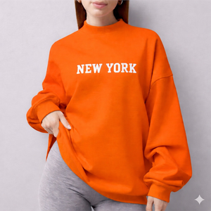 Pull-over décontracté d'hiver à col montant en polaire à manches longues pour femme - Mélange polyester/coton, séchage rapide, respirant, anti-plis, coupe décontractée - Product Image 1