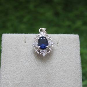 Pendentif vintage en saphir bleu, coupe ovale, collier en argent sterling 925, fait main, cadeau de mariage, bijoux pour femmes - Product Image 5