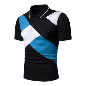 Polo Premium Color Block Haute Performance Séchage Rapide Athlétique Décontracté Design Géométrique Moderne Matière Douce Anti-humidité - Product Image 1
