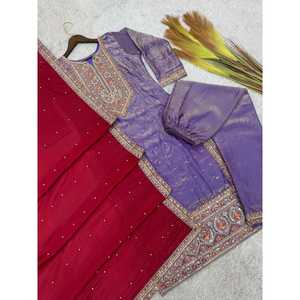 Conjunto de mujer Fancy Top-Bottom y Dupatta con bordado y codificación de trabajo de secuencia Dori - Product Image 3