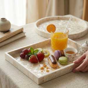 Bandeja Rectangular de Alta Calidad Hecha a Mano con Incrustaciones de Madreperla, Decorativa para el Hogar, Precio Accesible - Product Image 4