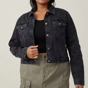 Double Breasted Women Denim <b>Jacket</b> High Fashion Gold Button Jean Coat - Product Image 1