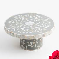 Support à gâteau en résine fait main, motif feuille MOP, vente en gros, personnalisé OEM ODM, DECORYUG