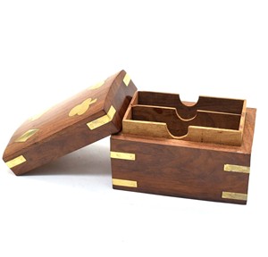 <b>Keepsakes</b> Wooden Vintage Designer Storage <b>Boxes</b> For Jewelry Vanity With Hinged Lid Boho Handcrafted For Homedecor Wedding Gift - Product Image 1