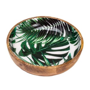 Cuenco de madera natural de alta calidad con estampado en esmalte para el hogar, cuenco redondo de madera para servir en la cocina - Product Image 2