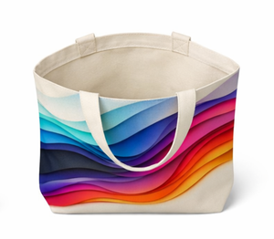 Custom Logo Print Colorful Wave Pattern <b>Canvas</b> Tote <b>Bag</b> <b>Large</b> Size Geometric Design Shopping <b>Bag</b> Daily Use - Product Image 3
