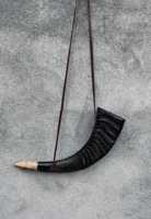 Corne de Viking authentique sculptée à la main, trompette de bataille en buffle, sangle en cuir, son antique, objet de spectacle musical, cadeau.