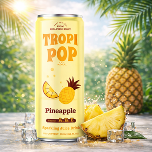 Venta al por Mayor de la Marca Tropipop, Bebida Carbonatada de Té y Jugo Sin Azúcar de 330 ml, Diseño Gratuito, Muestra Gratuita, OEM Disponible - Product Image 3