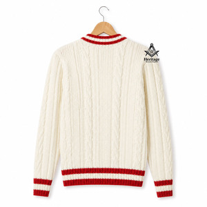 Vêtements de la sororité grecque Delta Sigma, insignes maçonniques héritages, cardigan universitaire texturé brodé, pulls en coton blanc et rouge - Product Image 3