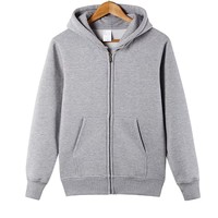 Vente en gros OEM/ODM – Sweat à capuche zippé pour homme, 100 % coton molletonné, imperméable et respirant, avec logo personnalisé sur le devant et design doublé