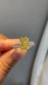 Yellow 3CT Radiant Cut Moissanite Full <b>Eternity</b> <b>Ring</b> Original 925 Sterling <b>Silver</b> Wedding Promise Unique Gift For Brides Charms - Product Image 3