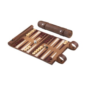 Jeu de backgammon de luxe en cuir fait main, portable, avec dés et jetons, idéal pour un cadeau, backgammon pliable haut de gamme - Product Image 1