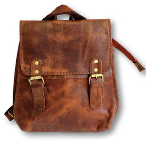 Práctica Mochila Mini para Portátil de Cuero Genuino, Bolso Pequeño de Cuero Real, Mochila de Viaje de Lujo para Mujer, Personalizada LMBP-0023 - Product Image 1