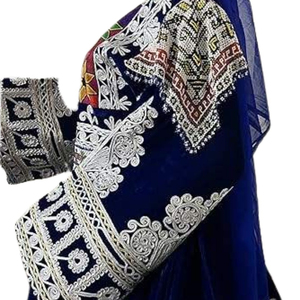 Robe traditionnelle afghane Kuchi pour femmes, robe en velours richement brodée pour les événements de Nikkah et de mariage, qualité bon marché. - Product Image 3
