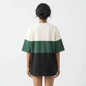 Camiseta Oversize de Mujer con Bloques de Color, Manga Corta, Cuello Redondo, Ajuste Holgado, 100% Algodón Transpirable, Ropa Casual de Primavera Verano - Product Image 2