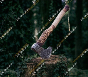 Factory Direct Wholesale Best Price Handmade Viking <b>Axe</b> Hand Forged Bearded Edge Wooden <b>Handle</b> Outdoor Camping Hatchet <b>Axe</b> - Product Image 3