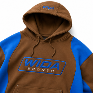 WIDA SPORTS Sweat-shirt à capuche pour homme, marron et bleu, à blocs de couleur, manches raglan, en polaire, décontracté, pull d'automne - Product Image 5