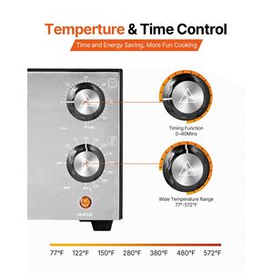 12-Inch Electric Countertop Pizza Oven Timing Temp Control 1450W Indoor Pizza Maker 572 Fahrenheit Max Temp <b>Toasters</b> Pizza Ovens - Product Image 4