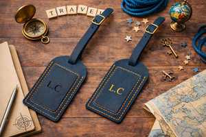 Custom Genuine Leather Luggage Tags Privacy Cover Suitcase <b>Name</b> <b>Labels</b> Personalized Travel Bag Tags Shop LMP-0300 - Product Image 4