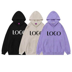 Sudadera con capucha extragrande personalizada con cremallera, unisex, en blanco, para hombre, al por mayor, de forro polar grueso, corta con cremallera - Product Image 1