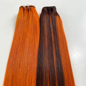 Vente en gros de mèches de cheveux humains 100% naturels, ultra-lisses, couleur gingembre, sans nœuds - Product Image 2