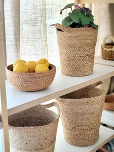 Cesta redonda de mimbre con asas, cesta de lavandería natural, cesta de almacenamiento multifuncional - Product Image 3