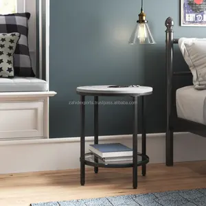 Juego de Mesa de Centro Moderna de Aluminio Ecológico de 2 Niveles con Ruedas Bloqueables, Mesas para Montar a Caballo, Alquiler de Muebles para Oficina en Casa - Product Image 2