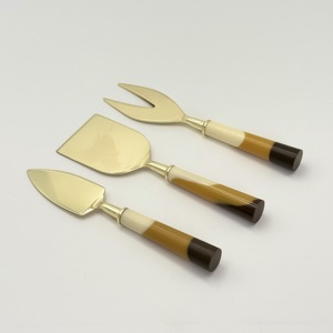 Outils à fromage en acier inoxydable écologiques de designer, manches en résine artisanales, compatibles lave-vaisselle, pour planches à charcuterie contemporaines - Product Image 4