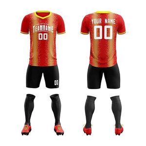 Custom Soccer Jersey Set Red White Striped V-Neck Short Sleeve with Black Shorts and White <b>Socks</b> for Adults Unisex - Product Image 6