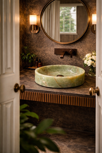 Natural Green Onyx Stone Vessel Sink Modern Rectangle Luxury Bathroom Countertop <b>Basin</b> Handmade Wash <b>Basin</b> - Product Image 4