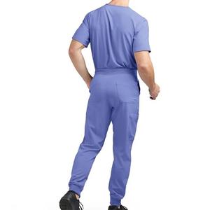 Unisex Doctor Nurse Scrubs Uniform Suit Long Sleeve Snap Jacket Straight Leg Pants Outfits Spandex Woven - Product Image 4